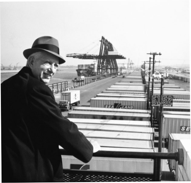 Malcom McLean overlooking the port